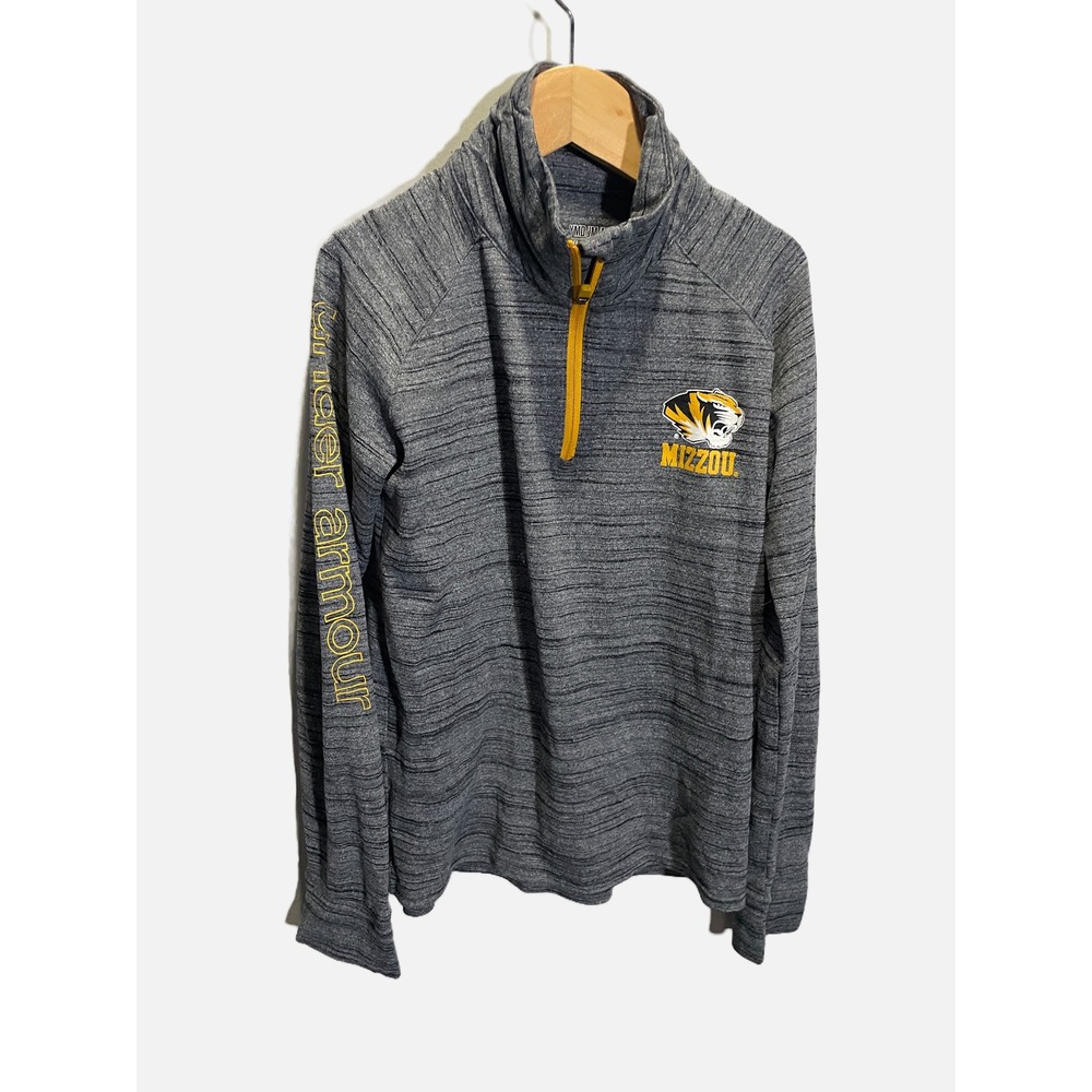 Under Armour Pullover Kids YMD Gray Mizzou Tigers HeatGear 1/4 Zip Athletic Top